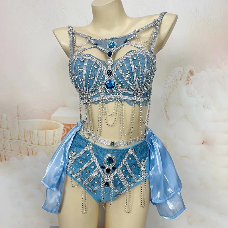 New Women Gogo Dance Outfits Blue Shiny Jewel Bikini Suit Nightclub Bar Dj Costumes Sexy Pole Dance Performance Wear VDL34
New Women Gogo Dance Outfits Blue Shiny Jewel Bikini Suit Nightclub Bar Dj Costumes Sexy Pole Dance Performance Wear VDL34