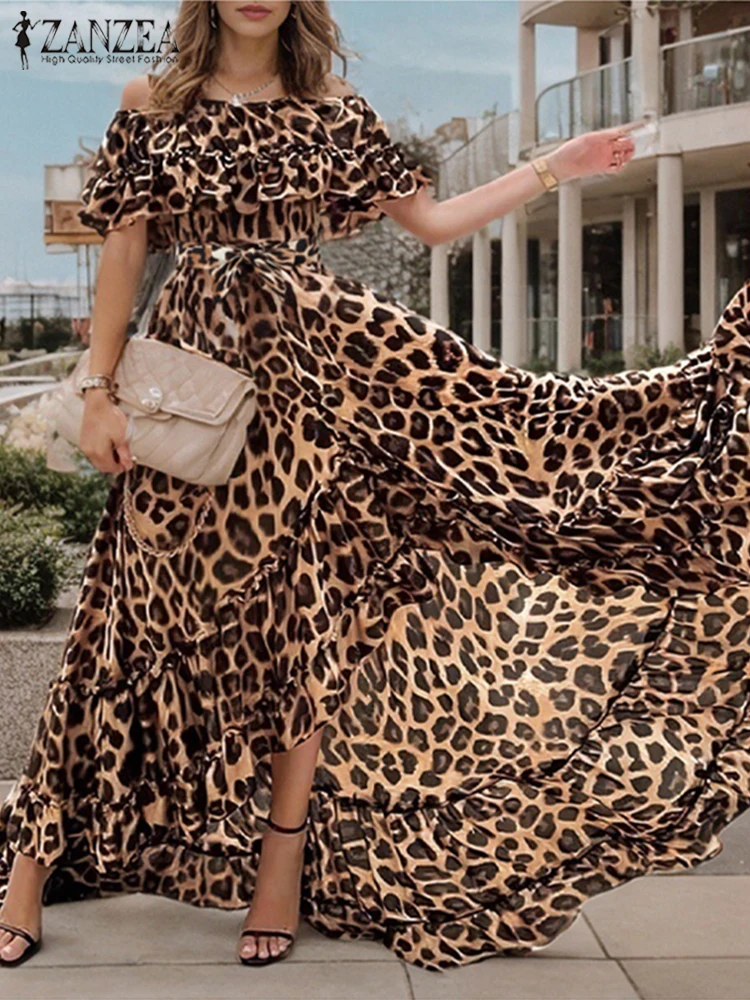 Women Sexy Leopard Dress ZANZEA Fashion Off Shoulder Summer Robe Casual Loose Waisted Sundress 2025 Vintage Beach Maxi Dresses
Women Sexy Leopard Dress ZANZEA Fashion Off Shoulder Summer Robe Casual Loose Waisted Sundress 2025 Vintage Beach Maxi Dresses