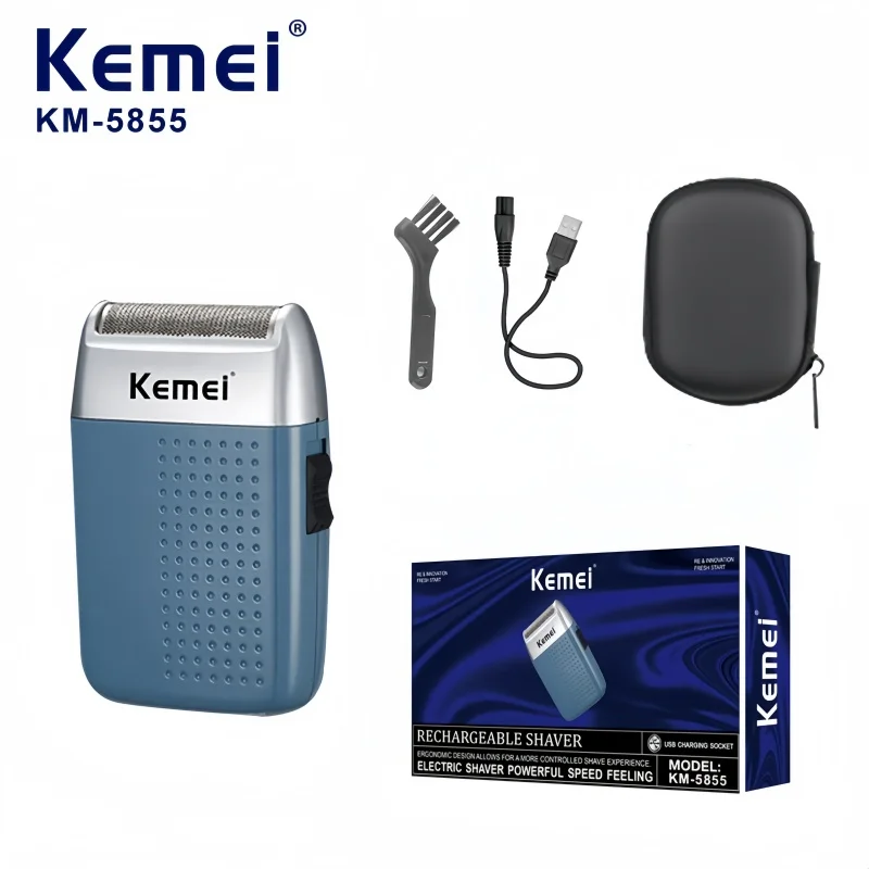 Kemei KM-5855 Reciprocating Floating Foil Shaver Men's Electric Razor, Kemei Beard Trimmer, Travel-Friendly Portable
Kemei KM-5855 Reciprocating Floating Foil Shaver Men's Electric Razor, Kemei Beard Trimmer, Travel-Friendly Portable
