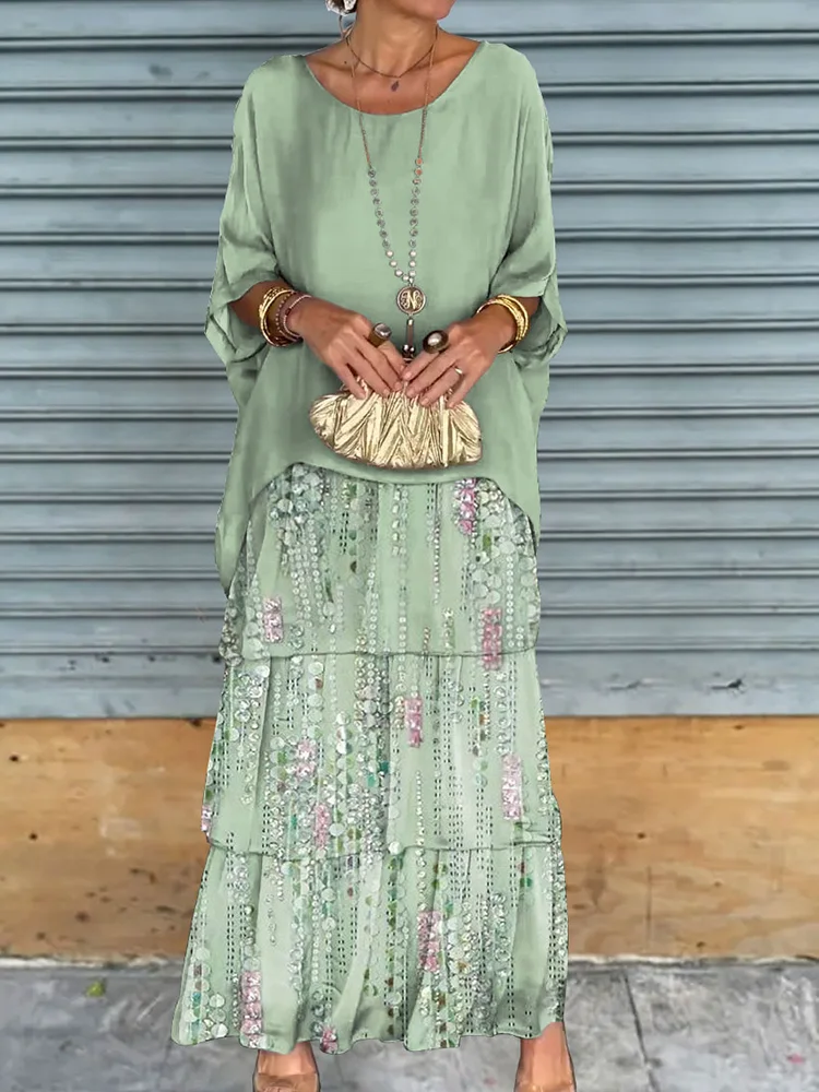O-Neck Fashion Half Batwing Sleeve Maxi Dress, Women Spring Summer Loungewear Patchwork Party Dress, Solid Elegant Ladies Dress
O-Neck Fashion Half Batwing Sleeve Maxi Dress, Women Spring Summer Loungewear Patchwork Party Dress, Solid Elegant Ladies Dress