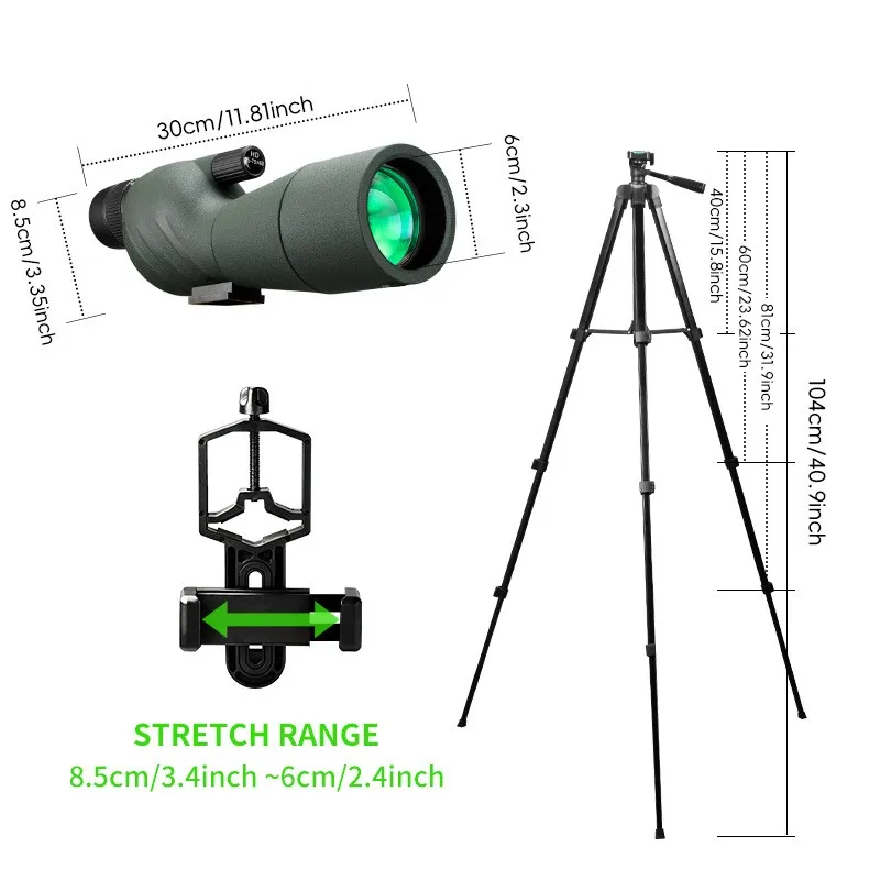 15-45X60 Zoom Spotting Scope HD Bird Watching Telescope Waterproof Monocular with Phone Adapter Extendable Tripod Set
15-45X60 Zoom Spotting Scope HD Bird Watching Telescope Waterproof Monocular with Phone Adapter Extendable Tripod Set
