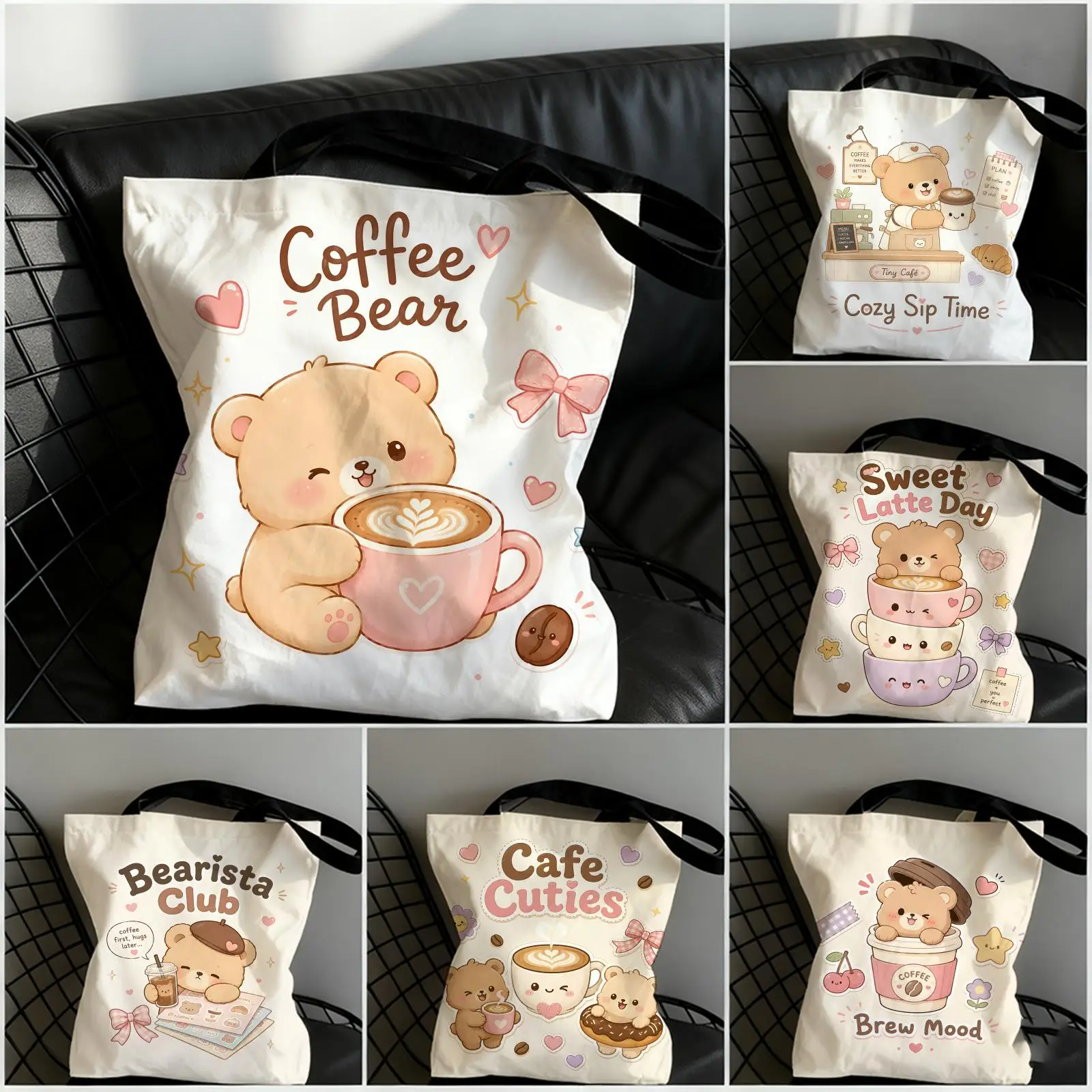 Kawaii Coffee Storage Bags Double-Sided Printed Canvas Tote Bag Large Capacity Women Shoulder Handbag
Kawaii Coffee Storage Bags Double-Sided Printed Canvas Tote Bag Large Capacity Women Shoulder Handbag