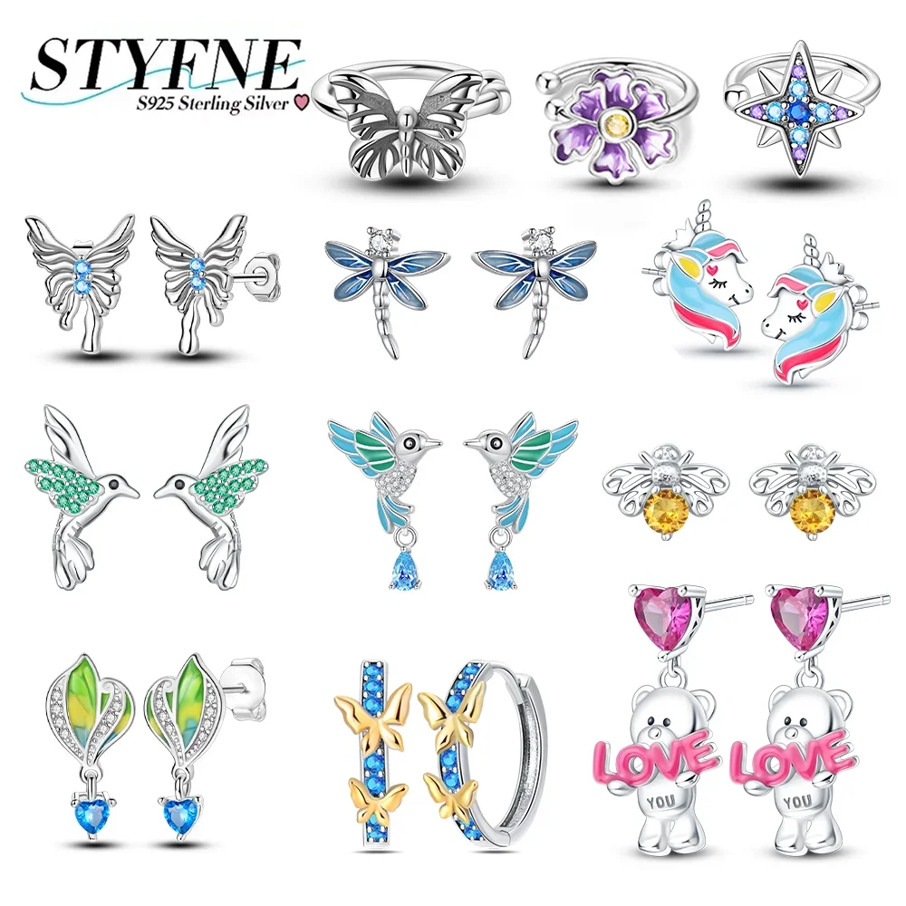 Original 925 Silver Butterfly Bee Dragonfly Flowers Bear Earrings Fit for Women Jewelry Party Exquisite Gift Jewelry
Original 925 Silver Butterfly Bee Dragonfly Flowers Bear Earrings Fit for Women Jewelry Party Exquisite Gift Jewelry