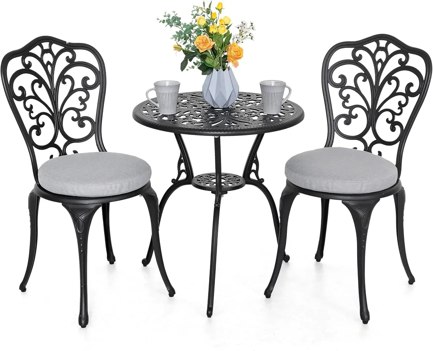 Outdoor Bistro Set Cast Aluminum Patio Table Chairs Set Yard Garden Balcony Black
Outdoor Bistro Set Cast Aluminum Patio Table Chairs Set Yard Garden Balcony Black