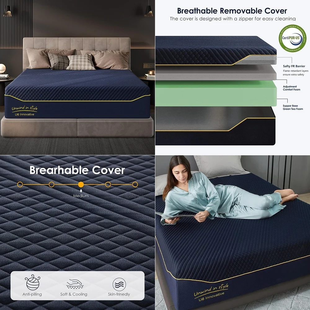8 Inch Green Tea amp Graphite Memory Foam Mattress, King Size Mattress in A Box Pressure Relief Supportive Cooling Mattress, Fi
8 Inch Green Tea amp Graphite Memory Foam Mattress, King Size Mattress in A Box Pressure Relief Supportive Cooling Mattress, Fi