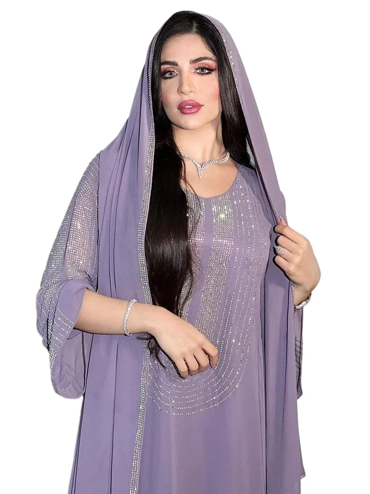 Saudi Arabic Party Dress for Women Abaya Muslim Diamond Hijab Dresses Set 2 Piece Vestidos Mujer Morocco Kaftan Abayas Robe 2025
Saudi Arabic Party Dress for Women Abaya Muslim Diamond Hijab Dresses Set 2 Piece Vestidos Mujer Morocco Kaftan Abayas Robe 2025