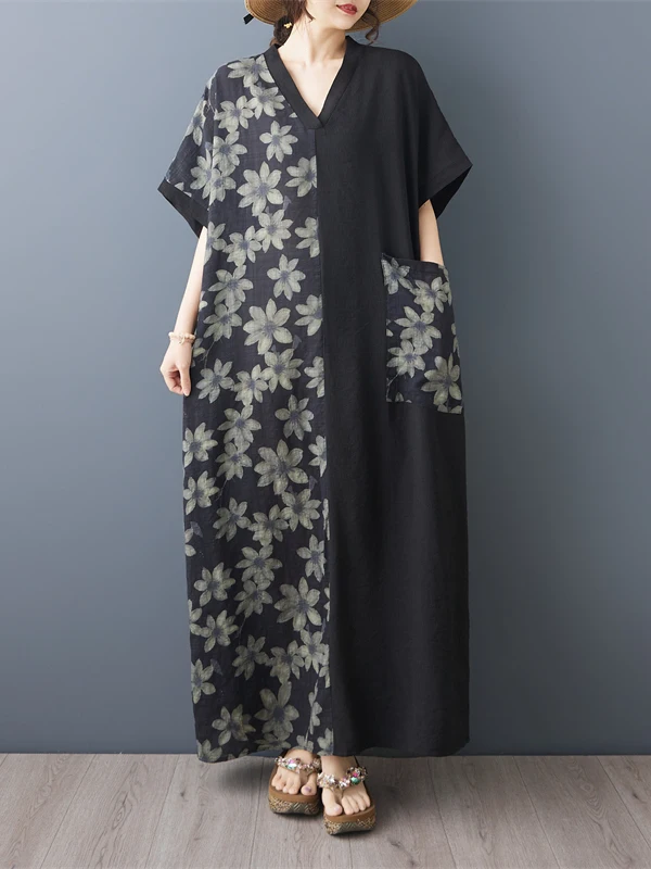 Slimming V-Neck Long Batwing Sleeve Thin Cotton Linen Dress High Waist Artistic Style Citywalk Summer Women's plus Size Dress
Slimming V-Neck Long Batwing Sleeve Thin Cotton Linen Dress High Waist Artistic Style Citywalk Summer Women's plus Size Dress