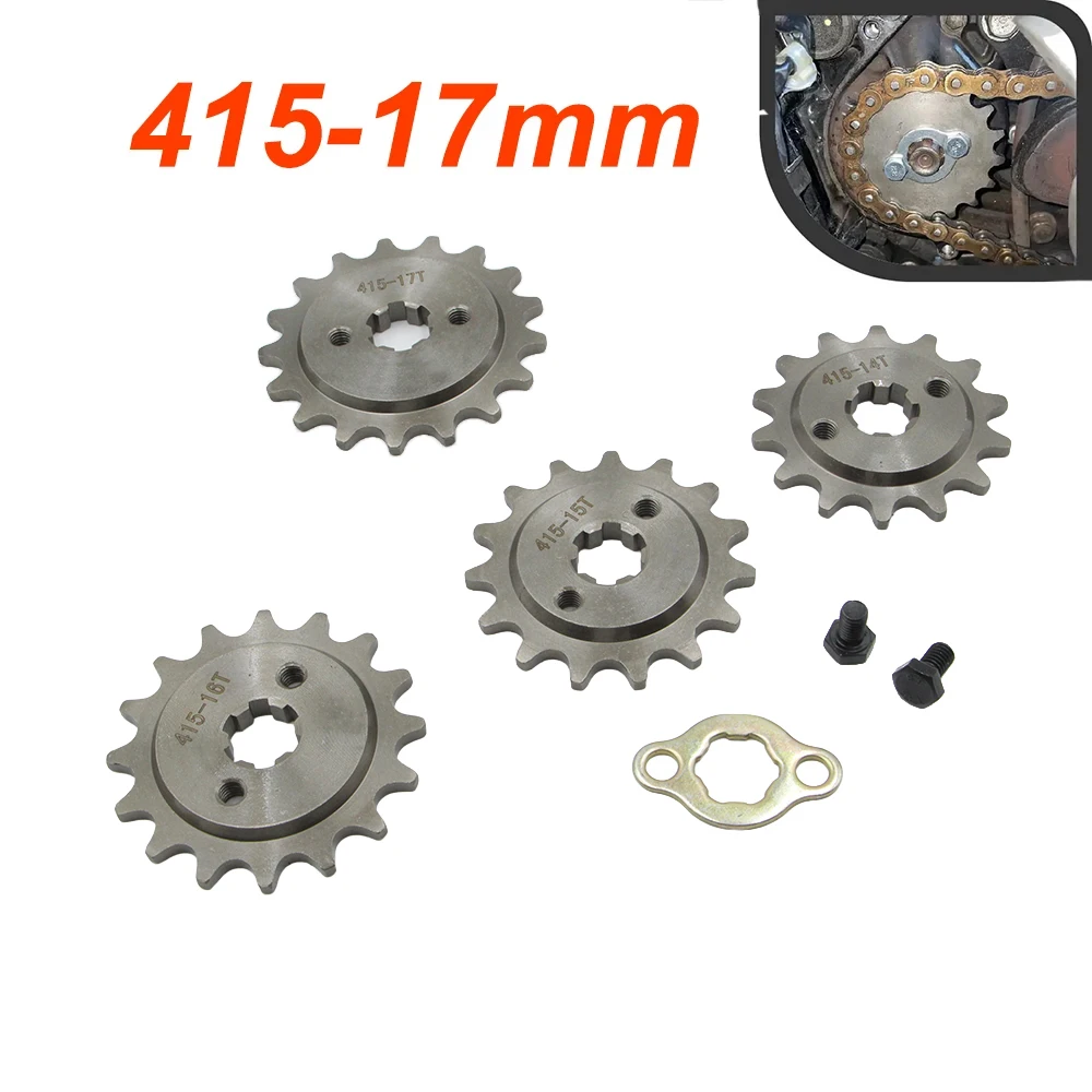 Motorcycle Front Engine 415 Sprocket 14T 15T 16T 17T- 17mm Transmission Gear for Motocross ATV Quad
Motorcycle Front Engine 415 Sprocket 14T 15T 16T 17T- 17mm Transmission Gear for Motocross ATV Quad