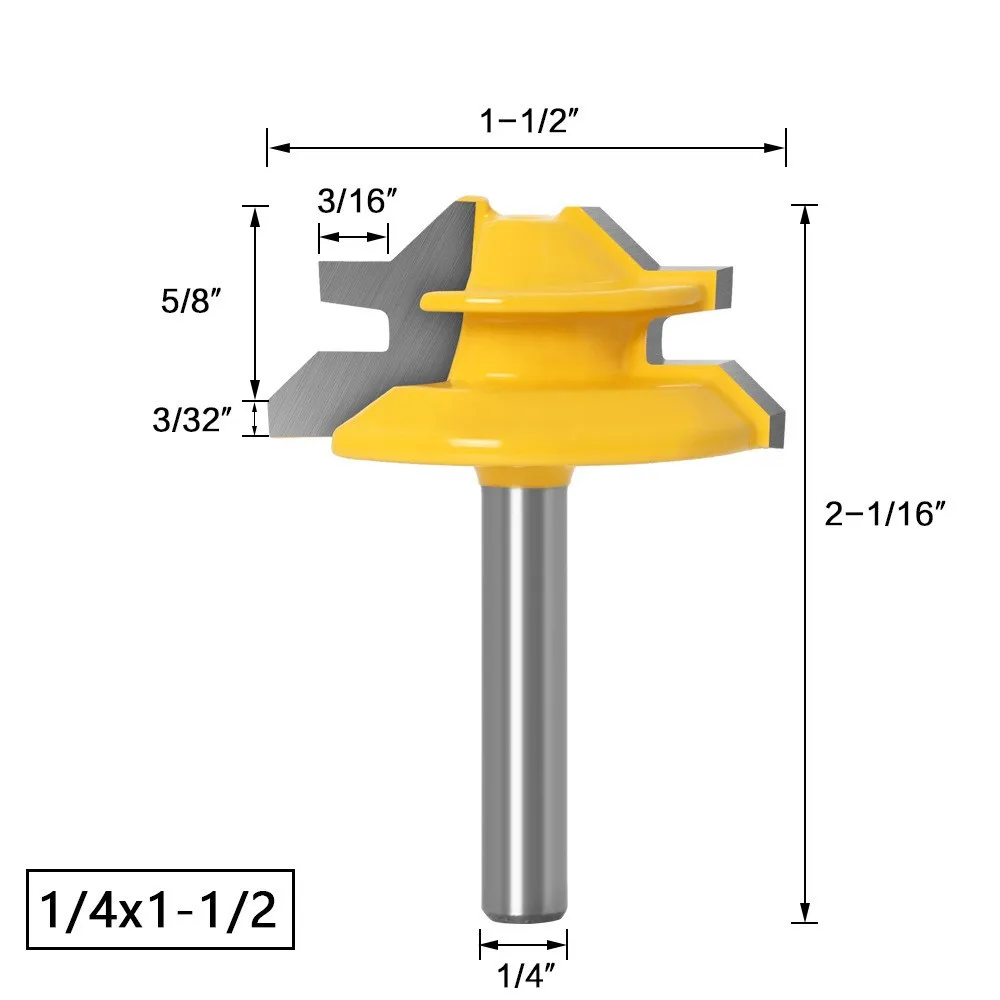 1/4" Shank 45 Degree Lock Miter Router Bit Tenon Milling Cutter Woodworking Tool for Wood - Precision Milling And Joinery
1/4" Shank 45 Degree Lock Miter Router Bit Tenon Milling Cutter Woodworking Tool for Wood - Precision Milling And Joinery