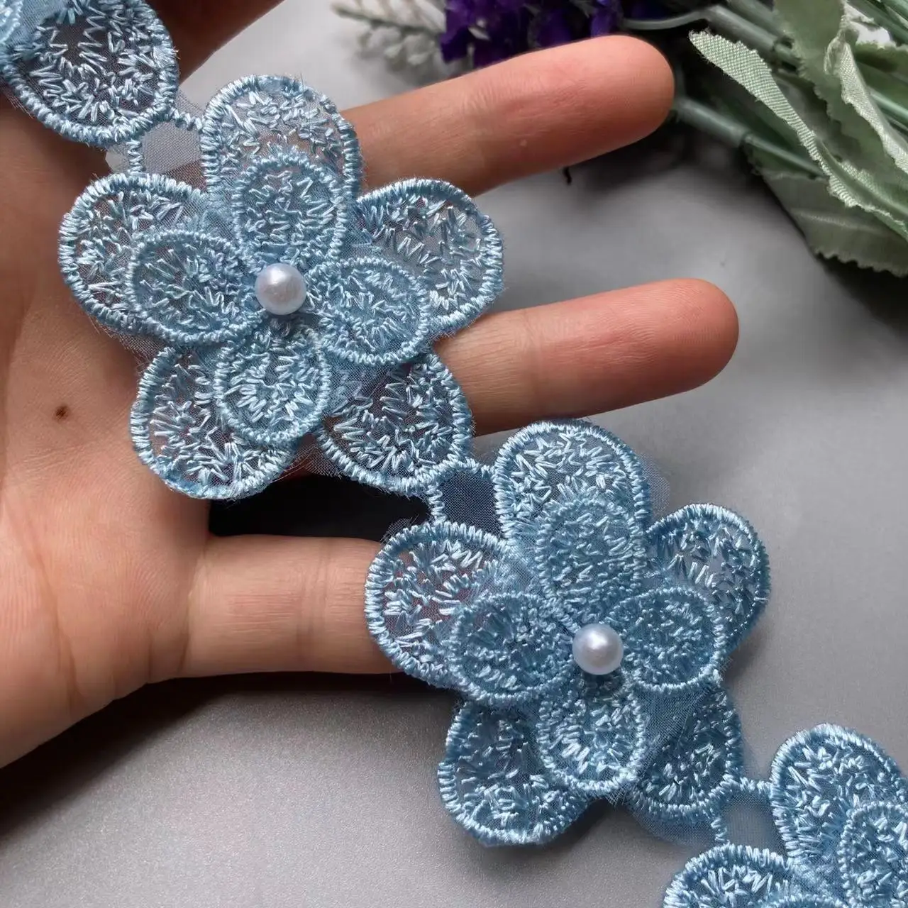 1 Yards 5cm Blue Butterflies Pearl Soluble Organza Lace Trimming Knitting Wedding Fabric Embroidered Ribbon Sewing Accessories
1 Yards 5cm Blue Butterflies Pearl Soluble Organza Lace Trimming Knitting Wedding Fabric Embroidered Ribbon Sewing Accessories
