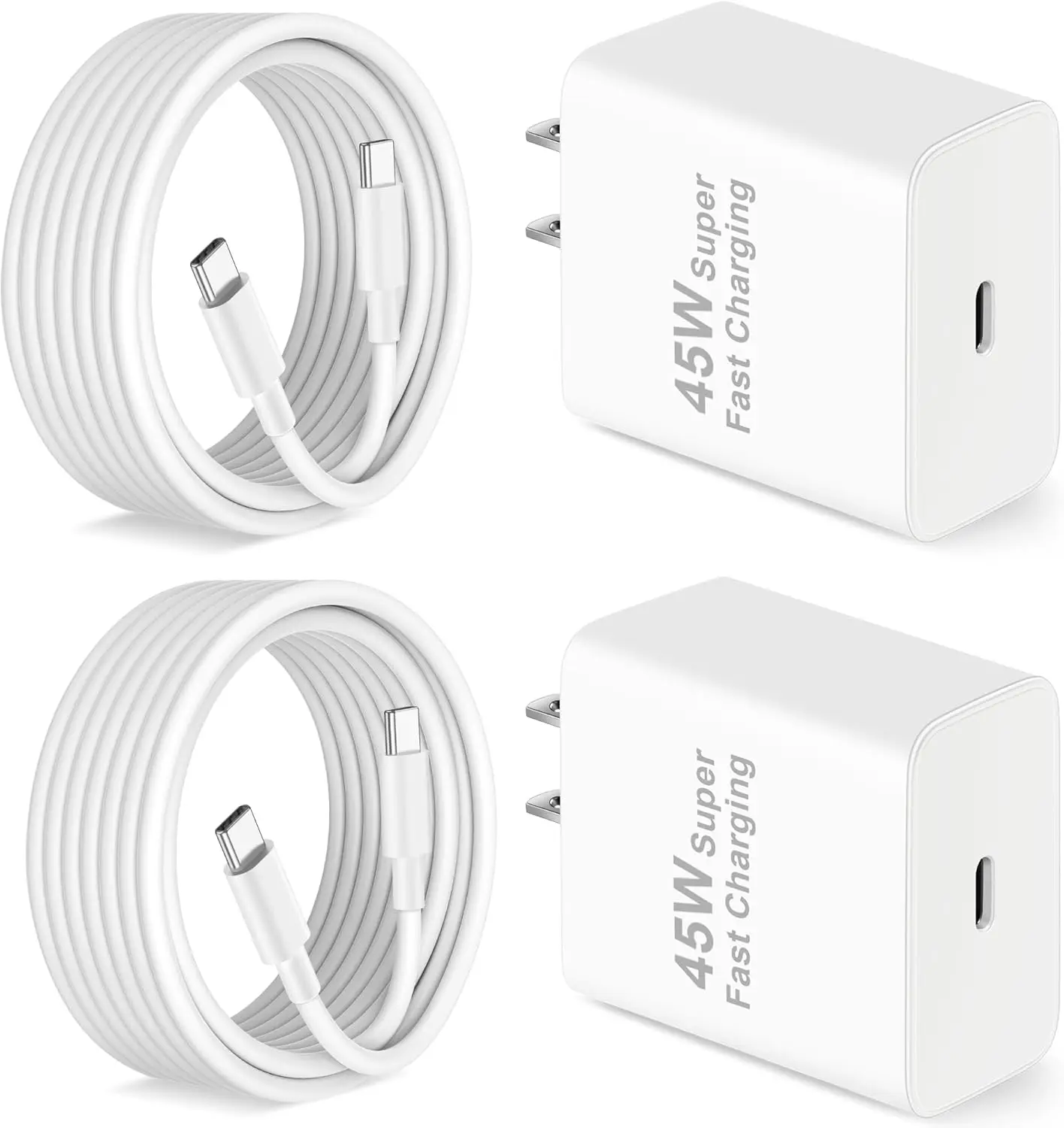 45W USB C Fast Charger 2-Pack with 10FT Cable for Google Pixel 10/9/8/7/6
45W USB C Fast Charger 2-Pack with 10FT Cable for Google Pixel 10/9/8/7/6