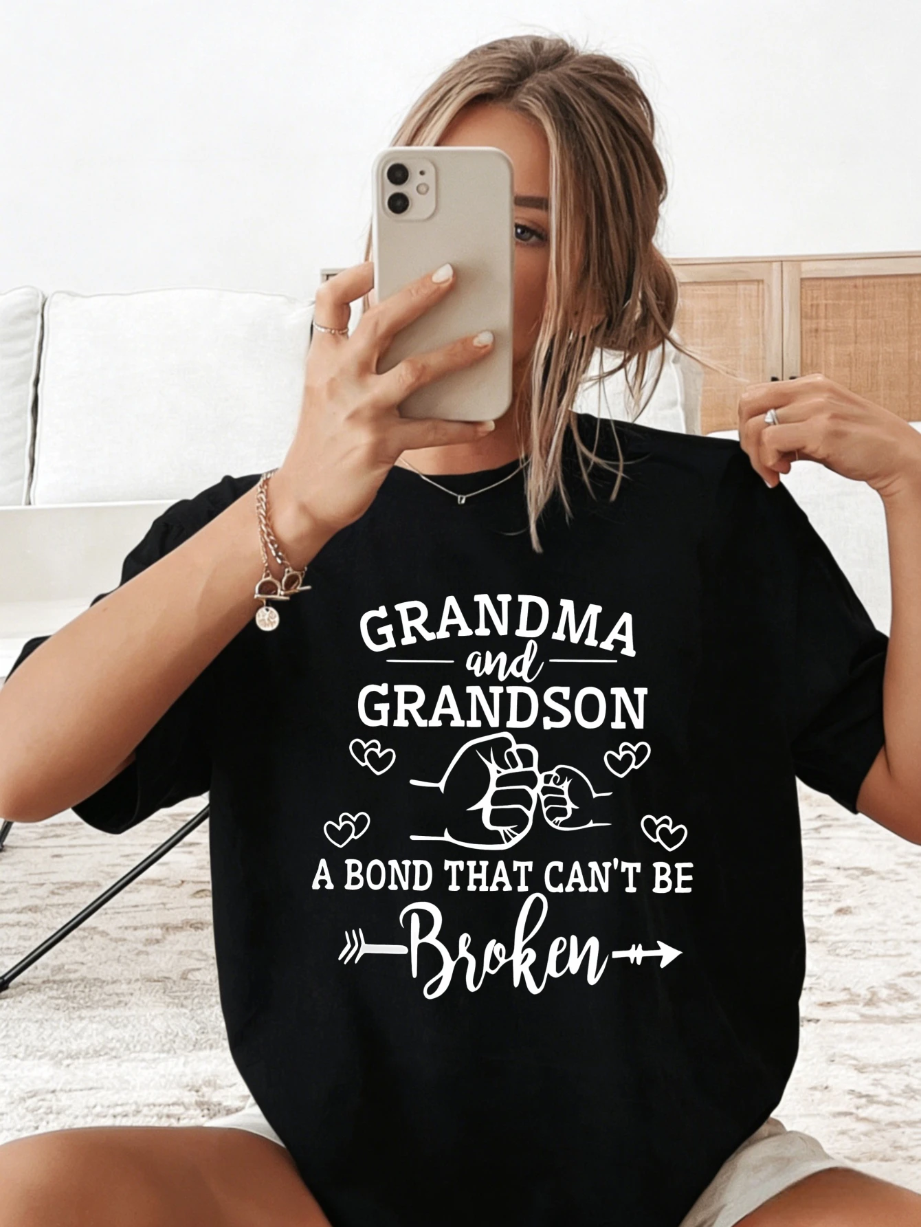 Womens Cotton Graphic T Shirt Grandma & Grandson Bond Printed Casual Short Sleeve Regular Fit Summer Gift for Her
Womens Cotton Graphic T Shirt Grandma & Grandson Bond Printed Casual Short Sleeve Regular Fit Summer Gift for Her