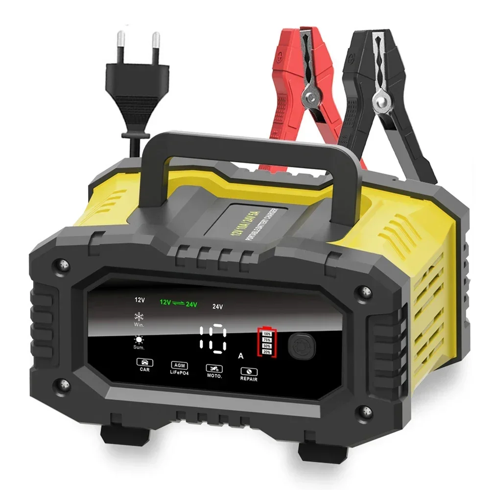 Hot Sale 20A -10A FOXSUR Portable Car Battery Charger Dual Voltage Compatible 12V-24AV Lithium Battery Charger Gel Lead
Hot Sale 20A -10A FOXSUR Portable Car Battery Charger Dual Voltage Compatible 12V-24AV Lithium Battery Charger Gel Lead