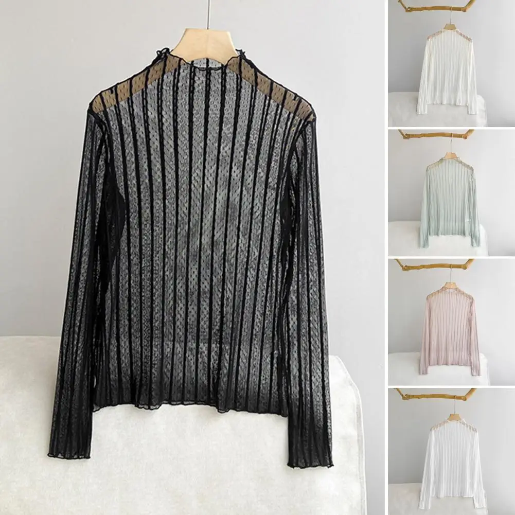 Feminine Lace Mesh Blouse Stylish Women's Sunscreen Tops with Lace Detailing Mesh Sleeves for Daily Wear Half High Collar Long
Feminine Lace Mesh Blouse Stylish Women's Sunscreen Tops with Lace Detailing Mesh Sleeves for Daily Wear Half High Collar Long