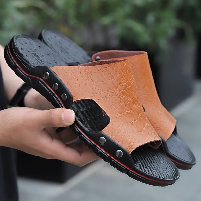 Mens Sandals PU Leather Classic Summer Men Slippers Soft Black Slippers Big Size Slippers Lightweight EVA Slides for Men
Mens Sandals PU Leather Classic Summer Men Slippers Soft Black Slippers Big Size Slippers Lightweight EVA Slides for Men