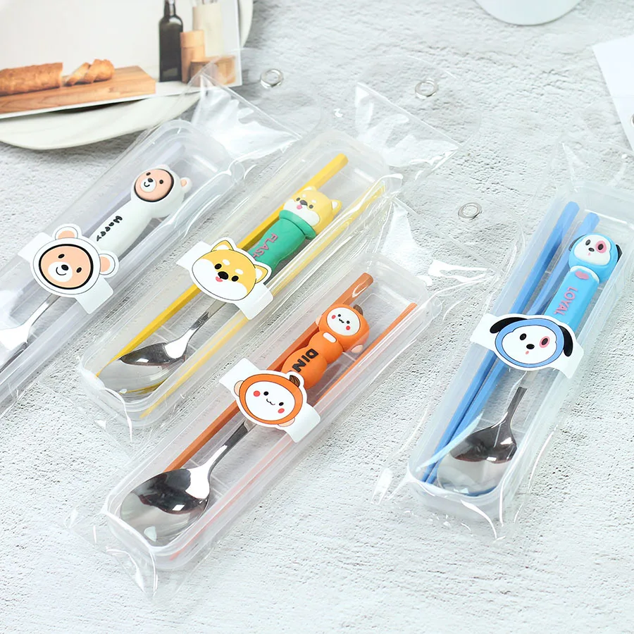 Portable Cutlery Set Cute Cartoon Handle 304 Stainless Steel Spoon Chopsticks Set with Storage Box for Travel Camping Picnic
Portable Cutlery Set Cute Cartoon Handle 304 Stainless Steel Spoon Chopsticks Set with Storage Box for Travel Camping Picnic