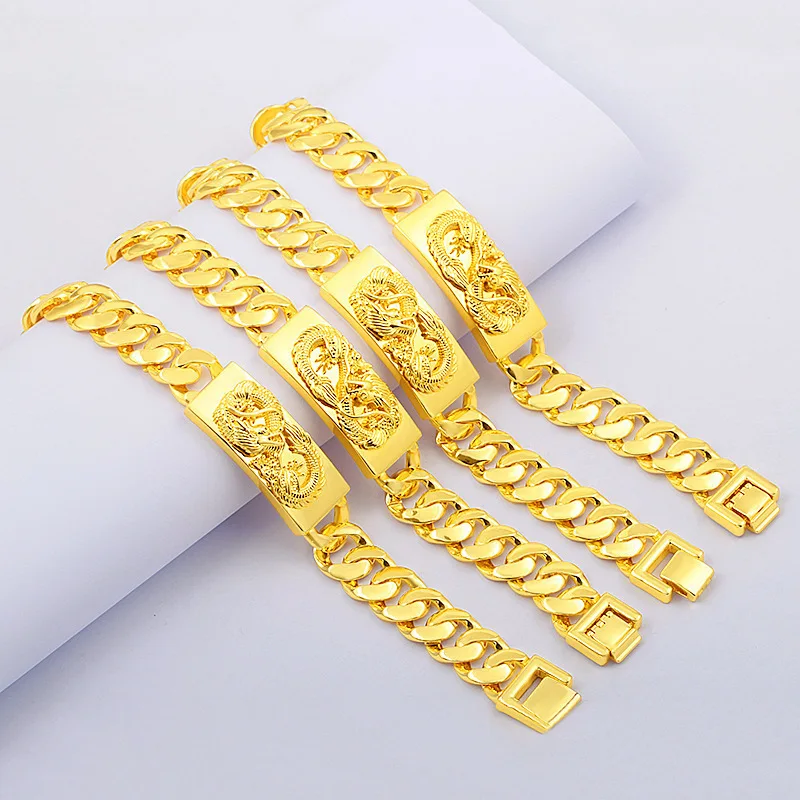 Bold New Style 18KGold Men's Dragon Bracelet Wrist Chain Gold Men's Bracelet Taigang Bold Men's Bracelet
Bold New Style 18KGold Men's Dragon Bracelet Wrist Chain Gold Men's Bracelet Taigang Bold Men's Bracelet