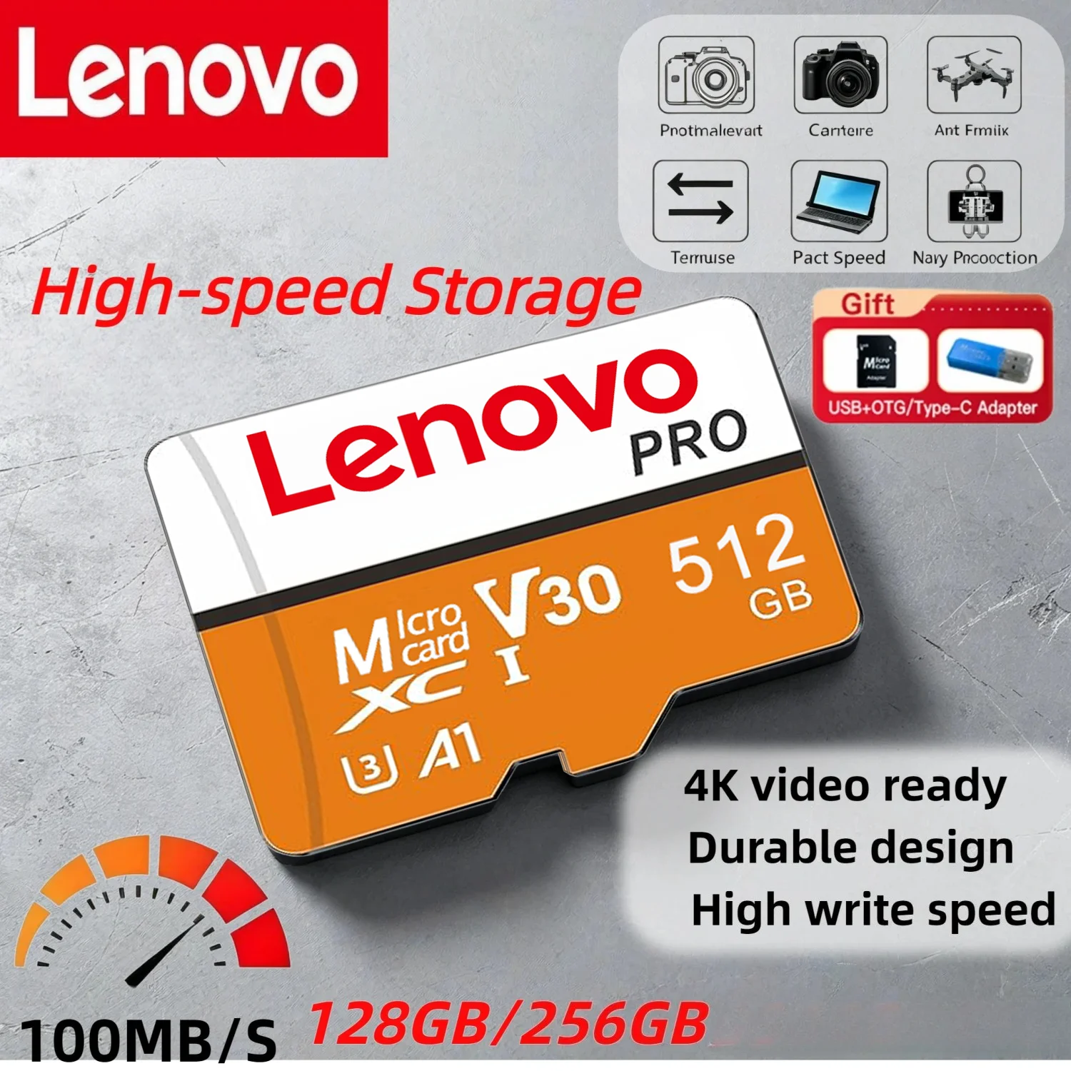 Lenovo High Speed Micro TF SD Card 512GB 128GB 256GB Memory Card Class 10 U3 4K HD Recording for DJI Insta360 Driving Recorder
Lenovo High Speed Micro TF SD Card 512GB 128GB 256GB Memory Card Class 10 U3 4K HD Recording for DJI Insta360 Driving Recorder