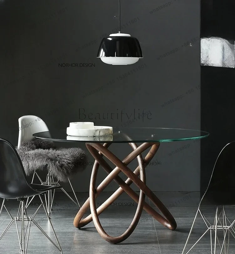 Итальянский минималистичный круглый стеклянный обеденный стол, североамериканский обеденный стол из журнала черного ореха, простой обеденный стол в скандинавском стиле
Итальянский минималистичный круглый стеклянный обеденный стол, североамериканский обеденный стол из журнала черного ореха, простой обеденный стол в скандинавском стиле
