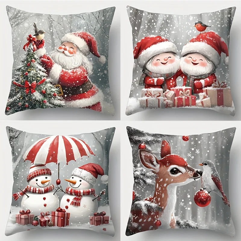 4 шт., рождественские лесные наволочки, теплые наволочки с принтом Санта-Елки, снеговика и оленя, декоративные наволочки для дивана, домашний декор
4 шт., рождественские лесные наволочки, теплые наволочки с принтом Санта-Елки, снеговика и оленя, декоративные наволочки для дивана, домашний декор