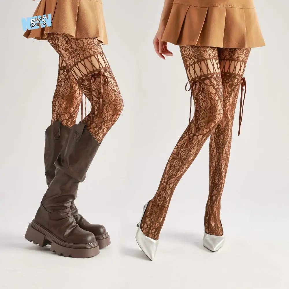 High Waist Mesh Lace-up Pantyhose Smooth Hollow-out Shaping Silk Stockings High-Density Hot Girl Style Sheer Pantyhose Tights
High Waist Mesh Lace-up Pantyhose Smooth Hollow-out Shaping Silk Stockings High-Density Hot Girl Style Sheer Pantyhose Tights