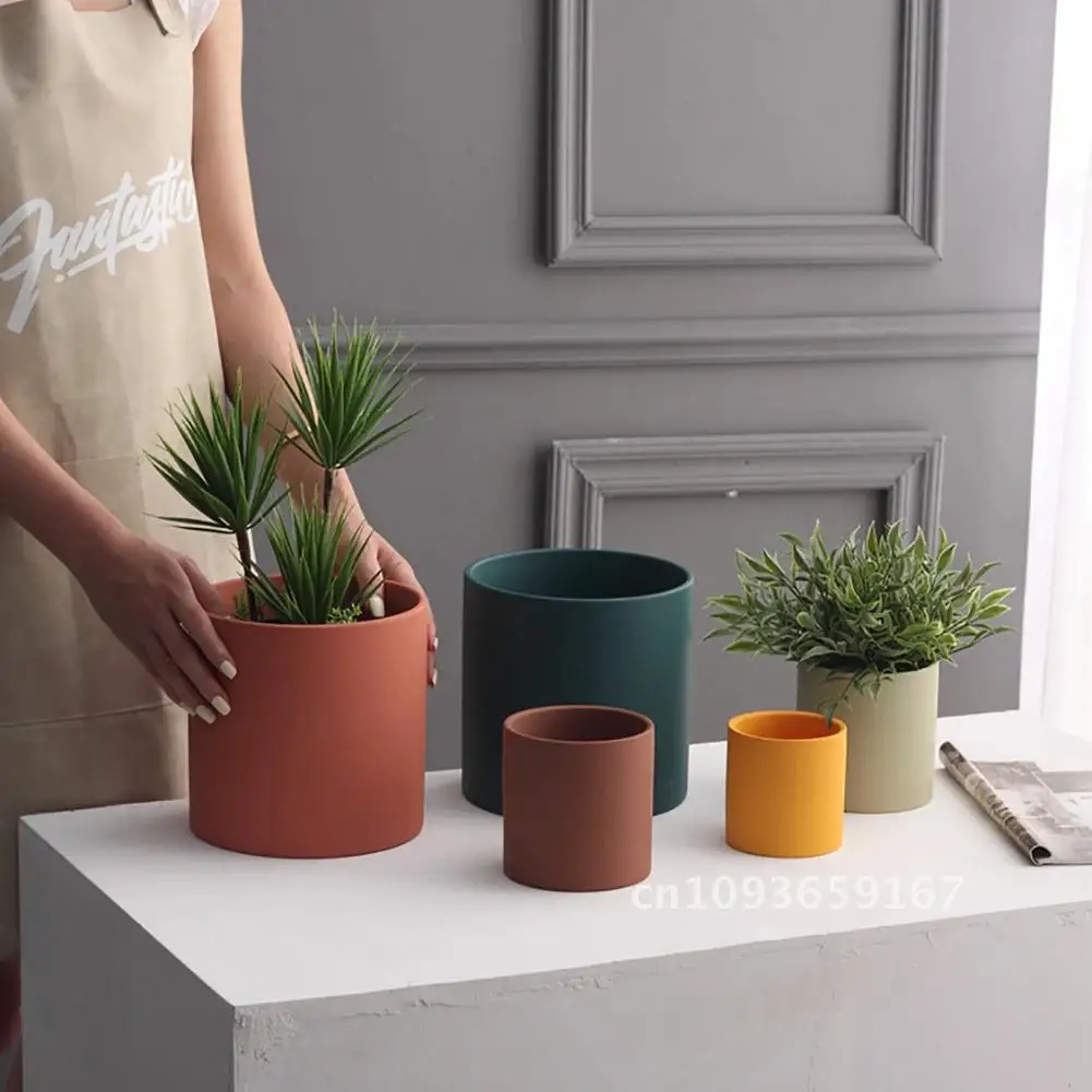 Nordic Ceramic Plant Pot with Tray Colorful Cylinder Pot Herb Hole Flowerpot Container Drain Planter with Succulent Cactus Small
Nordic Ceramic Plant Pot with Tray Colorful Cylinder Pot Herb Hole Flowerpot Container Drain Planter with Succulent Cactus Small