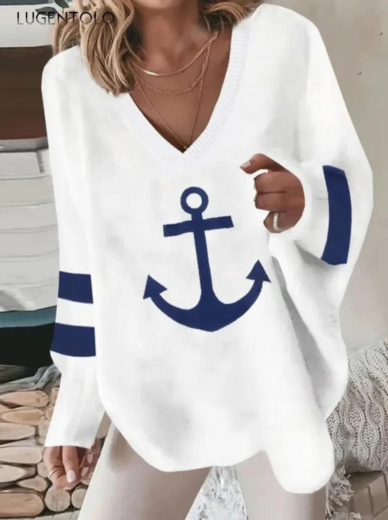 Casual Knitted Sweater Women New Rudder Print Loose Autumn Winter Fashion Versatile Street Pullover Sweaters
Casual Knitted Sweater Women New Rudder Print Loose Autumn Winter Fashion Versatile Street Pullover Sweaters