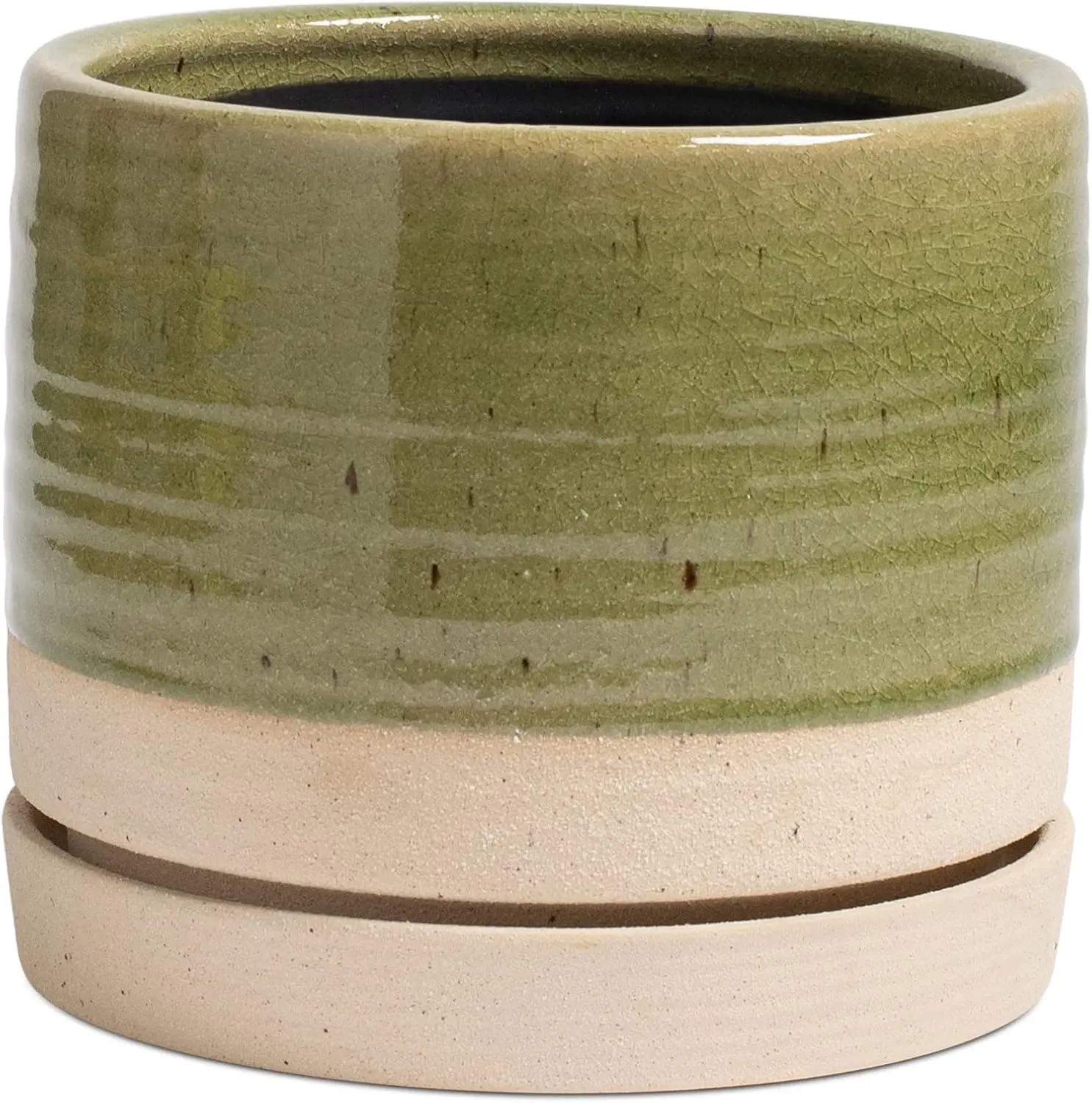 8 Inch Ceramic Planter with Drainage Hole & Saucer, Indoor Outdoor Cylinder Pot in Green Beige
8 Inch Ceramic Planter with Drainage Hole & Saucer, Indoor Outdoor Cylinder Pot in Green Beige