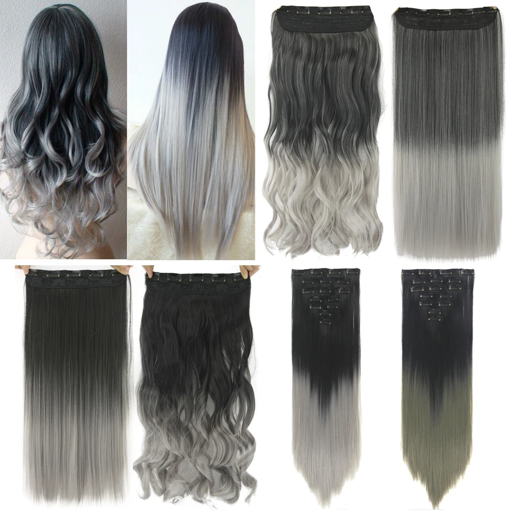 Soowee Long Synthetic Hair Clip In Hair Extension One Piece Grey Fake Hair Clip Ins Extensiones Set for Women
Soowee Long Synthetic Hair Clip In Hair Extension One Piece Grey Fake Hair Clip Ins Extensiones Set for Women