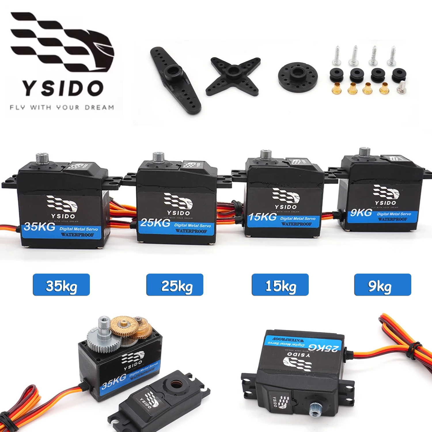 YSIDO 35KG 25KG 15KG 9KG Waterpoof Servo Metal Gear Digital Servo For 1/10 1/8 Traxxas TRX4 Axial SCX10 RC Crawler Truck Car
YSIDO 35KG 25KG 15KG 9KG Waterpoof Servo Metal Gear Digital Servo For 1/10 1/8 Traxxas TRX4 Axial SCX10 RC Crawler Truck Car