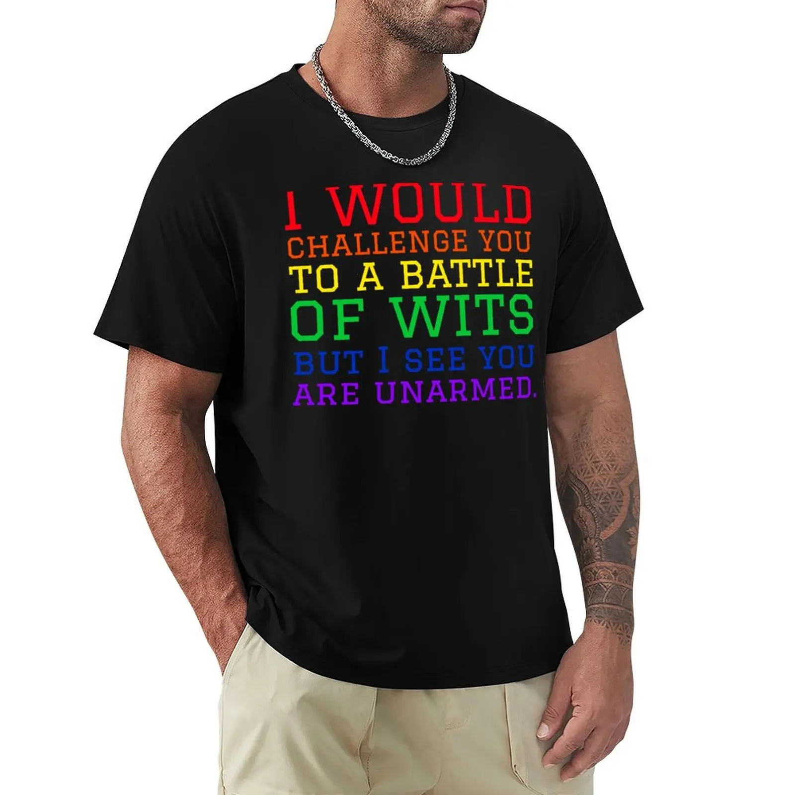 I Would Challenge You To A Battle Of Wits But I See You Are Unarmed. T-Shirt Minimalist Casual Short Sleeve Top
I Would Challenge You To A Battle Of Wits But I See You Are Unarmed. T-Shirt Minimalist Casual Short Sleeve Top