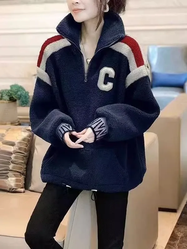 Women's Fashionable Loose Sweatshirt Stand Collar Fluffy Casual Autumn Winter New Style High Waist Pear Straight Cut
Women's Fashionable Loose Sweatshirt Stand Collar Fluffy Casual Autumn Winter New Style High Waist Pear Straight Cut