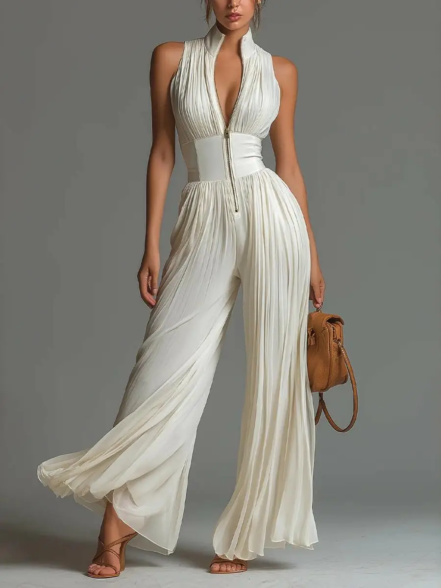 White Pleated Hanging Neck One-Piece Pants Women's Long Wide Leg Fashion Sexy Cross-Border 5U2026 New Style Spring High Waist
White Pleated Hanging Neck One-Piece Pants Women's Long Wide Leg Fashion Sexy Cross-Border 5U2026 New Style Spring High Waist