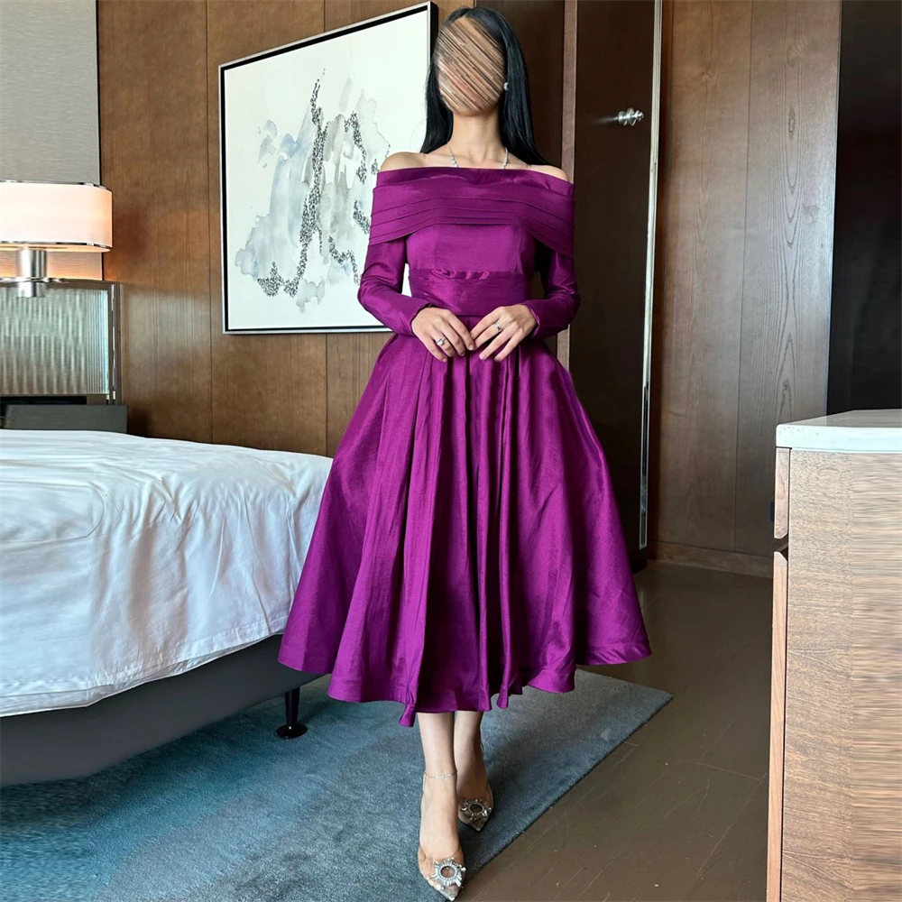 Fashion Boat Neck Grape A-Line Prom Dress for Women Tea-length Evening Party Gown Formal Occasion Dresses فساتين السهرة
Fashion Boat Neck Grape A-Line Prom Dress for Women Tea-length Evening Party Gown Formal Occasion Dresses فساتين السهرة