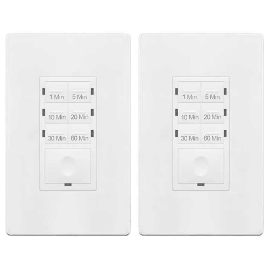 Light Switch Timer Countdown Wall Timer for Bathroom Fans Heaters No Neutral Required 1-5-10-20--60 120VAC 800W UL Listed HET06
Light Switch Timer Countdown Wall Timer for Bathroom Fans Heaters No Neutral Required 1-5-10-20--60 120VAC 800W UL Listed HET06