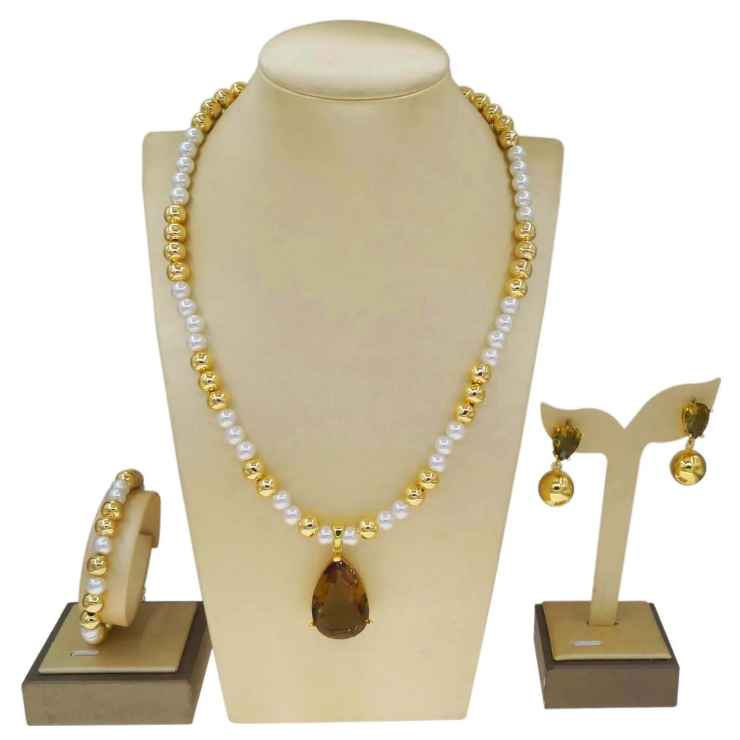 Yulaili Pearl Gem Gold Plated Beads Jewelry Sets for Women Water Drop Pendant Necklace Free Shipping Stud Earrings HD231019
Yulaili Pearl Gem Gold Plated Beads Jewelry Sets for Women Water Drop Pendant Necklace Free Shipping Stud Earrings HD231019