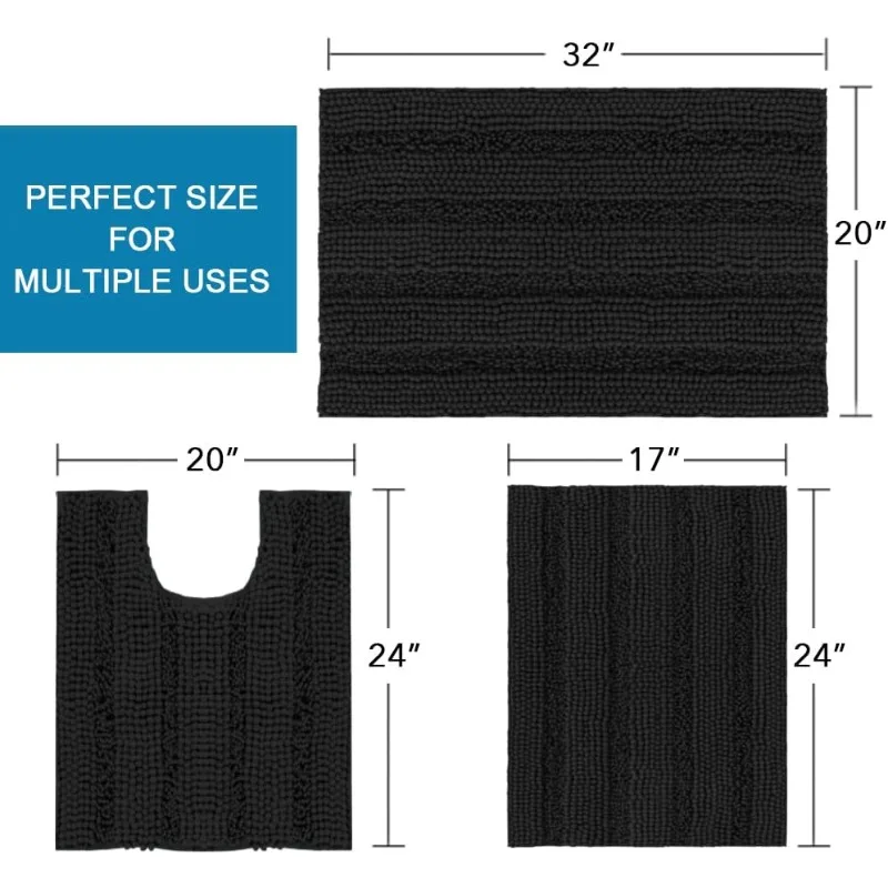 3 Piece Bathroom Rugs Sets Thick Striped Bath Rugs Set for Bathroom Non Slip Soft Absorbent Bath Mat Set for Tub, Shower and
3 Piece Bathroom Rugs Sets Thick Striped Bath Rugs Set for Bathroom Non Slip Soft Absorbent Bath Mat Set for Tub, Shower and