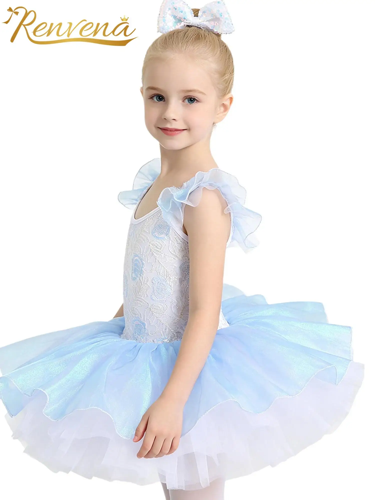 Girls Ruffled Sleeves Sequin Dancing Party Dress Kids Embroidery Shimmery Tulle Tutu Dress Ballet Stage Performance Costume
Girls Ruffled Sleeves Sequin Dancing Party Dress Kids Embroidery Shimmery Tulle Tutu Dress Ballet Stage Performance Costume
