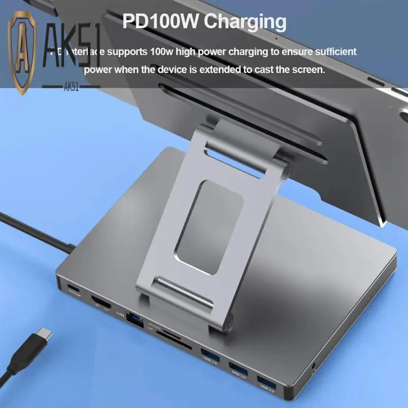 AK51-Docking Station Laptop Stand Aluminum Alloy Multi Port Hub PD USB3.0 Stand SD TF Slot Gigabit Ethernet Docking Station
AK51-Docking Station Laptop Stand Aluminum Alloy Multi Port Hub PD USB3.0 Stand SD TF Slot Gigabit Ethernet Docking Station