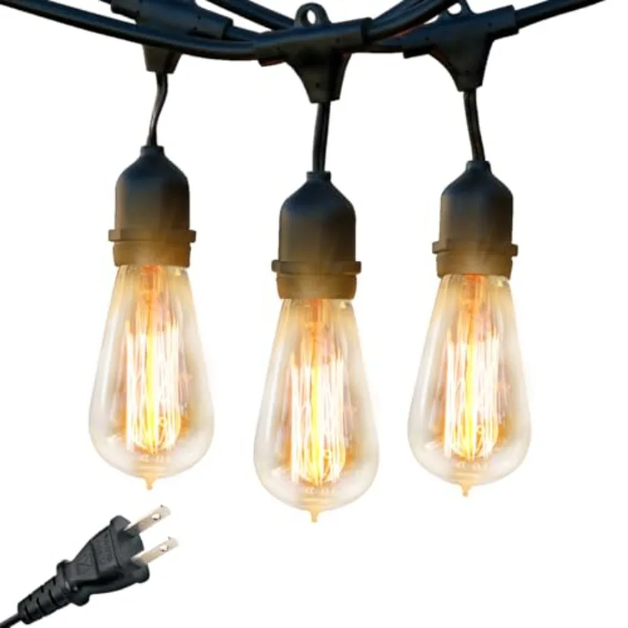 Ambience Pro Incandescent Outdoor String Lights - 48 Ft Dimmable Patio Light - 40W Commercial Waterproof Porch String Lights fo
Ambience Pro Incandescent Outdoor String Lights - 48 Ft Dimmable Patio Light - 40W Commercial Waterproof Porch String Lights fo