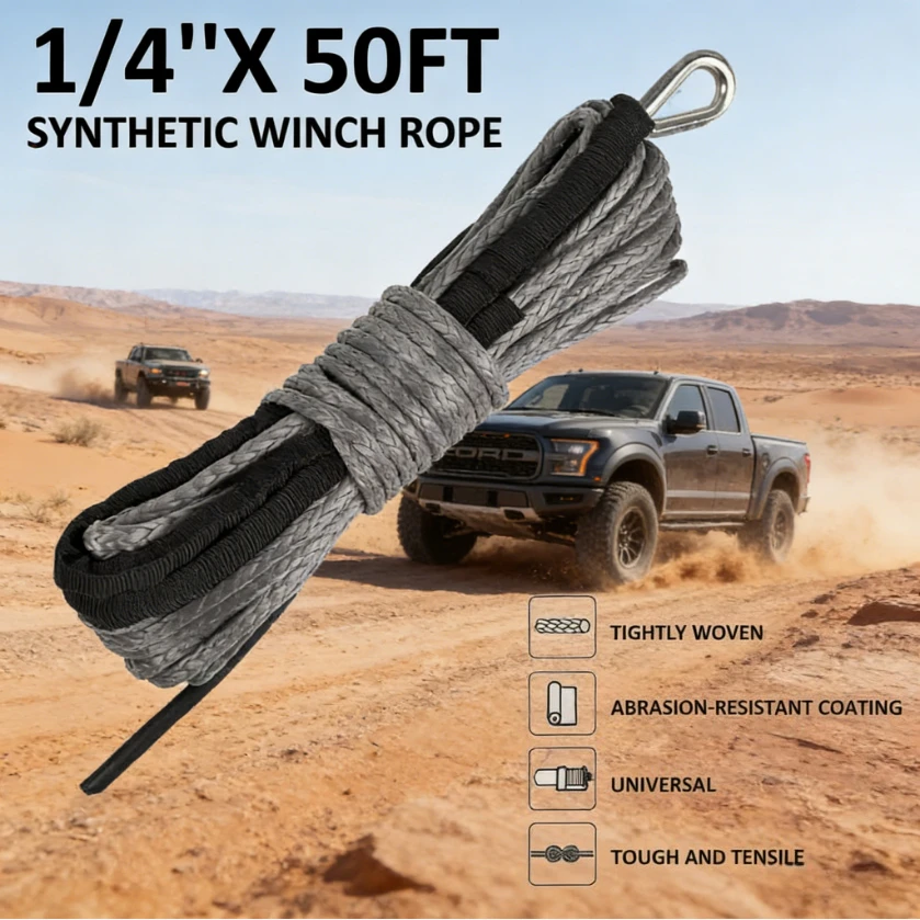 Серо-красный синтетический трос для лебедки 1/4 дюйма x 50 футов - Сверхпрочный буксировочный кабель для восстановления внедорожников, квадроциклов и UTV
Серо-красный синтетический трос для лебедки 1/4 дюйма x 50 футов - Сверхпрочный буксировочный кабель для восстановления внедорожников, квадроциклов и UTV