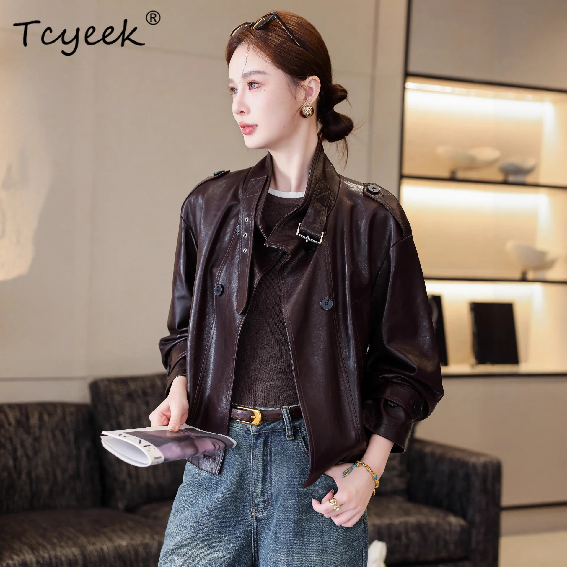 Tcyeek Real Leather Jacket Women Spring Autumn Clothes Oil Wax Sheepskin Coat Women's Motocycle Jackets Fashion Jaqueta Couro
Tcyeek Real Leather Jacket Women Spring Autumn Clothes Oil Wax Sheepskin Coat Women's Motocycle Jackets Fashion Jaqueta Couro
