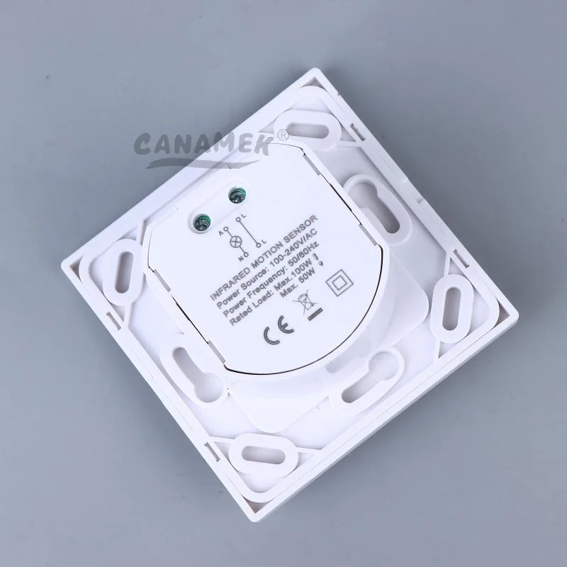 8*8cm AC 110-240V DC 9-24V LED PIR Motion Sensor Switch 2-wire Human Infrared Automatic Adjustable Time Delay Switch Panel