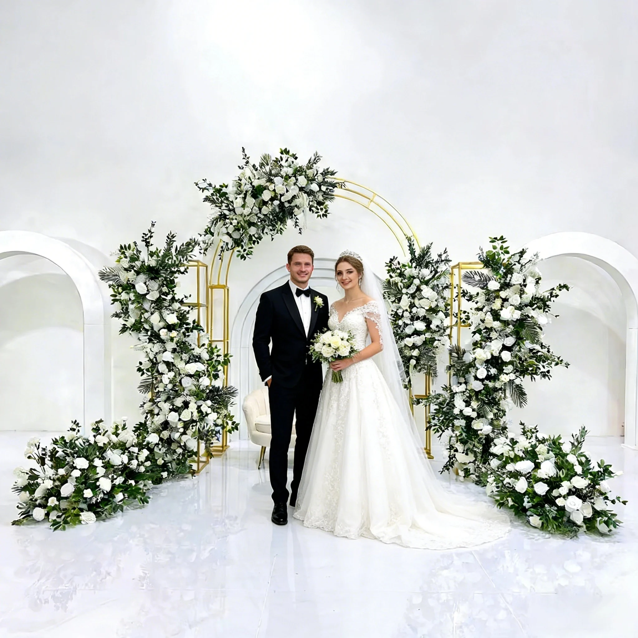 White Roses And Greenery Flowers Runner Wedding Silk Artificial Flower Arch Arrangements With Frame Stand For Wedding Decor
White Roses And Greenery Flowers Runner Wedding Silk Artificial Flower Arch Arrangements With Frame Stand For Wedding Decor