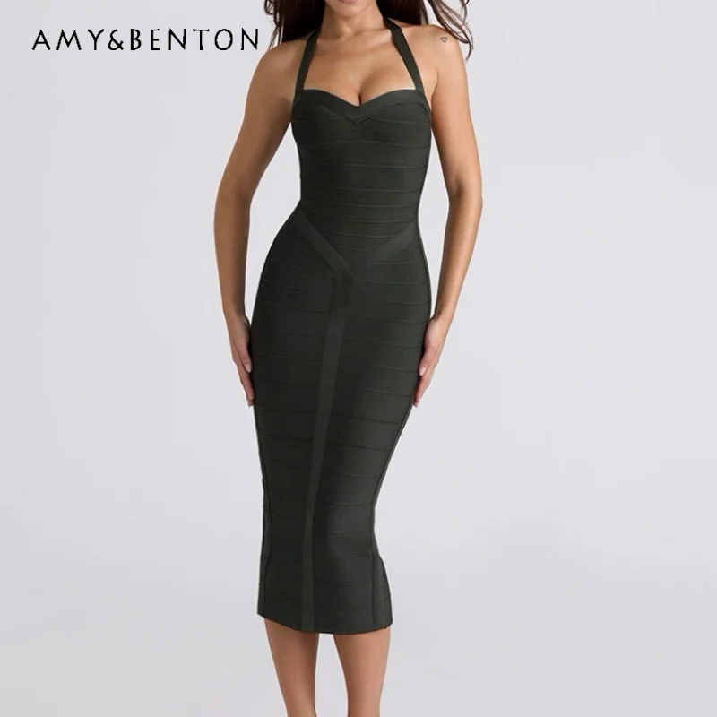 Sexy Halter Slimming Bandage Solid Color Women's Dress 2026 Summer New Elegant Banquet Party Backless Medium Long Dresses Ladies
Sexy Halter Slimming Bandage Solid Color Women's Dress 2026 Summer New Elegant Banquet Party Backless Medium Long Dresses Ladies
