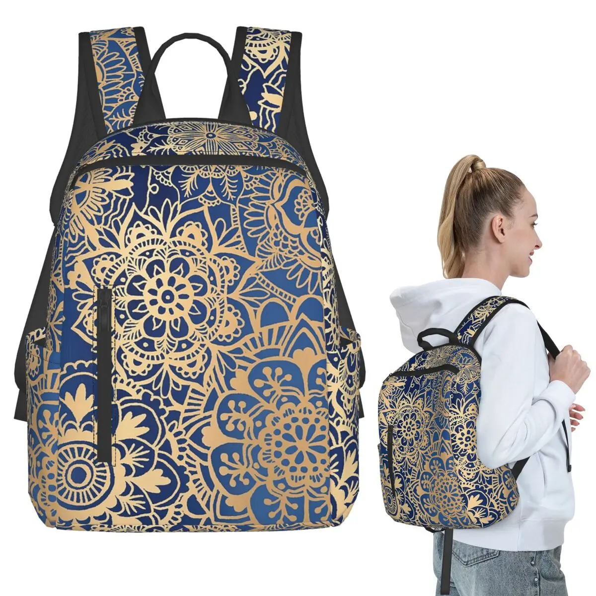 Blue And Gold Mandala Pattern Backpack Student BookBag Kids School Bag Computer Shoulder Bags Men Women
Blue And Gold Mandala Pattern Backpack Student BookBag Kids School Bag Computer Shoulder Bags Men Women