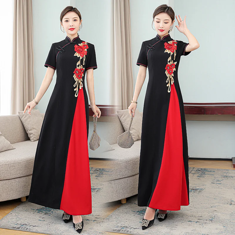 Chinese Evening Dresses Black Improve Qipao Women Fashion Modern Long Cheongsam Slim Vintage Elegant Party Dresses For Women
Chinese Evening Dresses Black Improve Qipao Women Fashion Modern Long Cheongsam Slim Vintage Elegant Party Dresses For Women