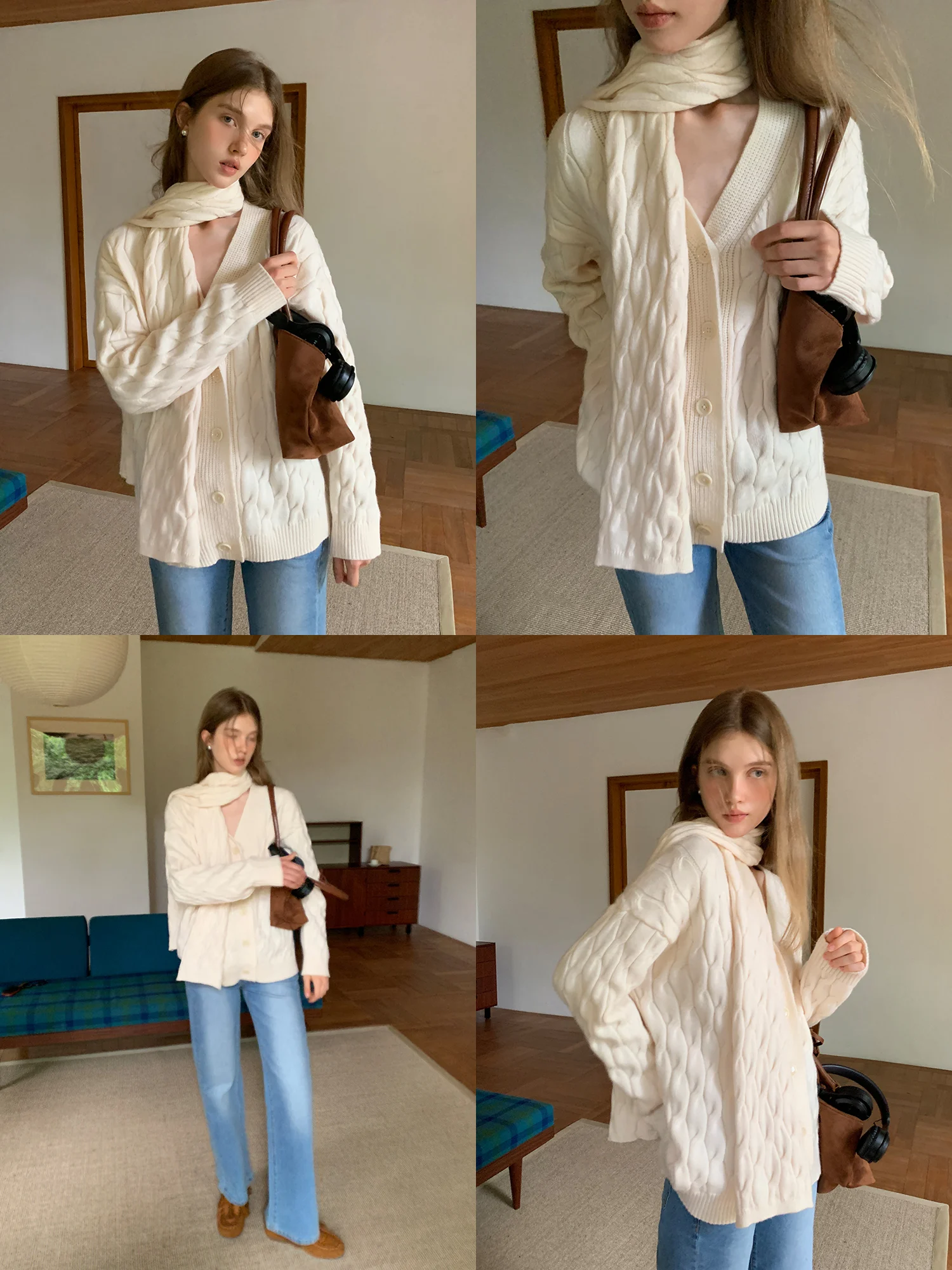 Lav V-Ne Knitted Sweater Cardigan EGGKA Soft Polyester Fiber Loose Fit Casual Sle Korean Lazy Sle Women's Coat
Lav V-Ne Knitted Sweater Cardigan EGGKA Soft Polyester Fiber Loose Fit Casual Sle Korean Lazy Sle Women's Coat