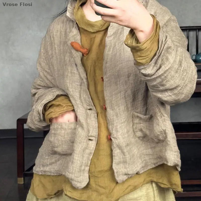 2005 Oversized Short Blazer Jacket Women Ramie Spring Vintage Long Shirt Washed Cotton Linen Novelty Zen Style Loose Tops Coat
2005 Oversized Short Blazer Jacket Women Ramie Spring Vintage Long Shirt Washed Cotton Linen Novelty Zen Style Loose Tops Coat