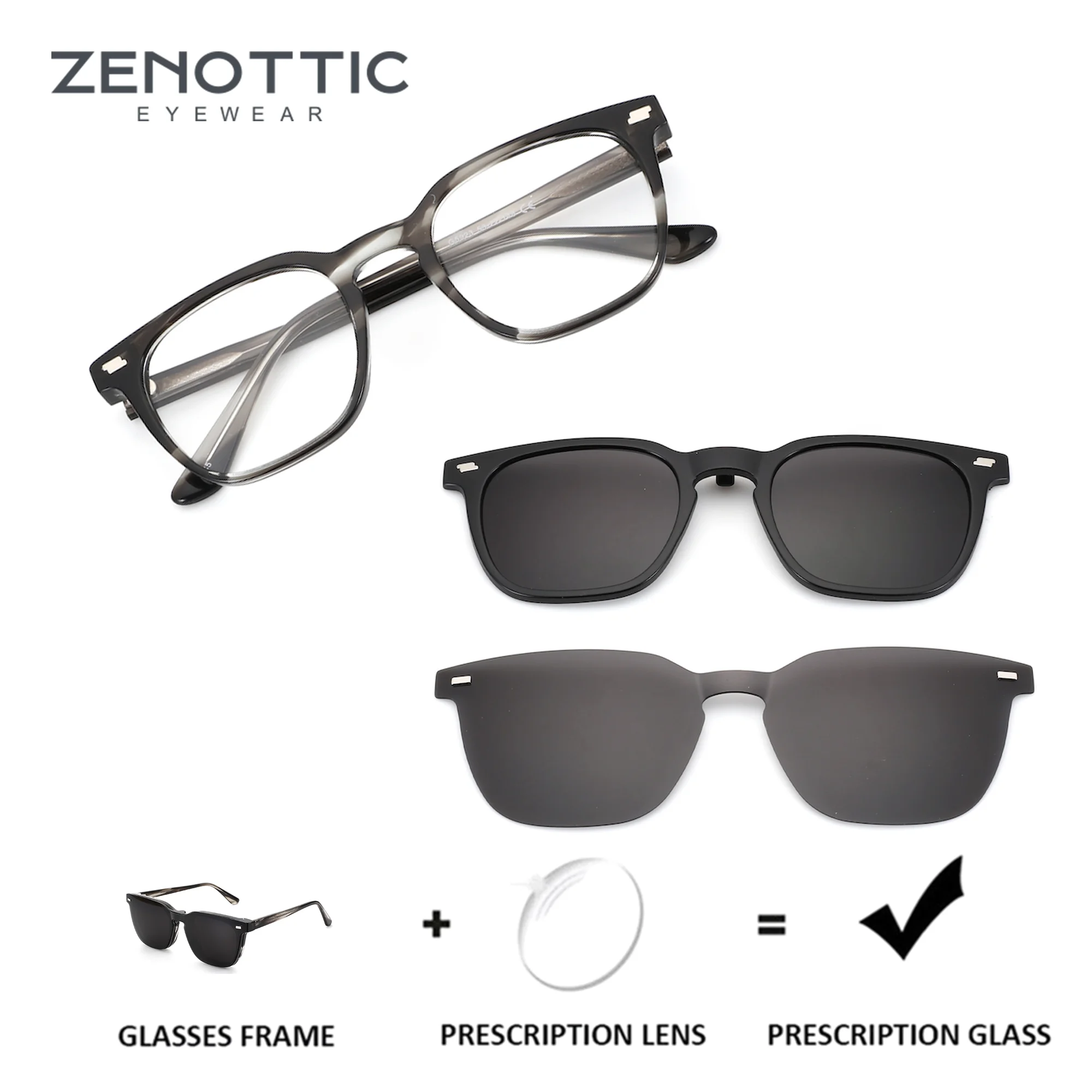 ZENOTTIC (L Size) Acetate Square Magnetic Clip Prescription Glasses for Men Myopia Optical Eyeglasses UV400 Progressive Eyewear
ZENOTTIC (L Size) Acetate Square Magnetic Clip Prescription Glasses for Men Myopia Optical Eyeglasses UV400 Progressive Eyewear